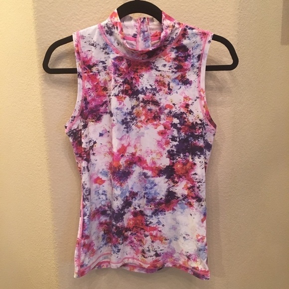 ATHLETA Women Mock Neck Colorful Sleeveless Athletic Tank Top Size Small - Picture 1 of 7